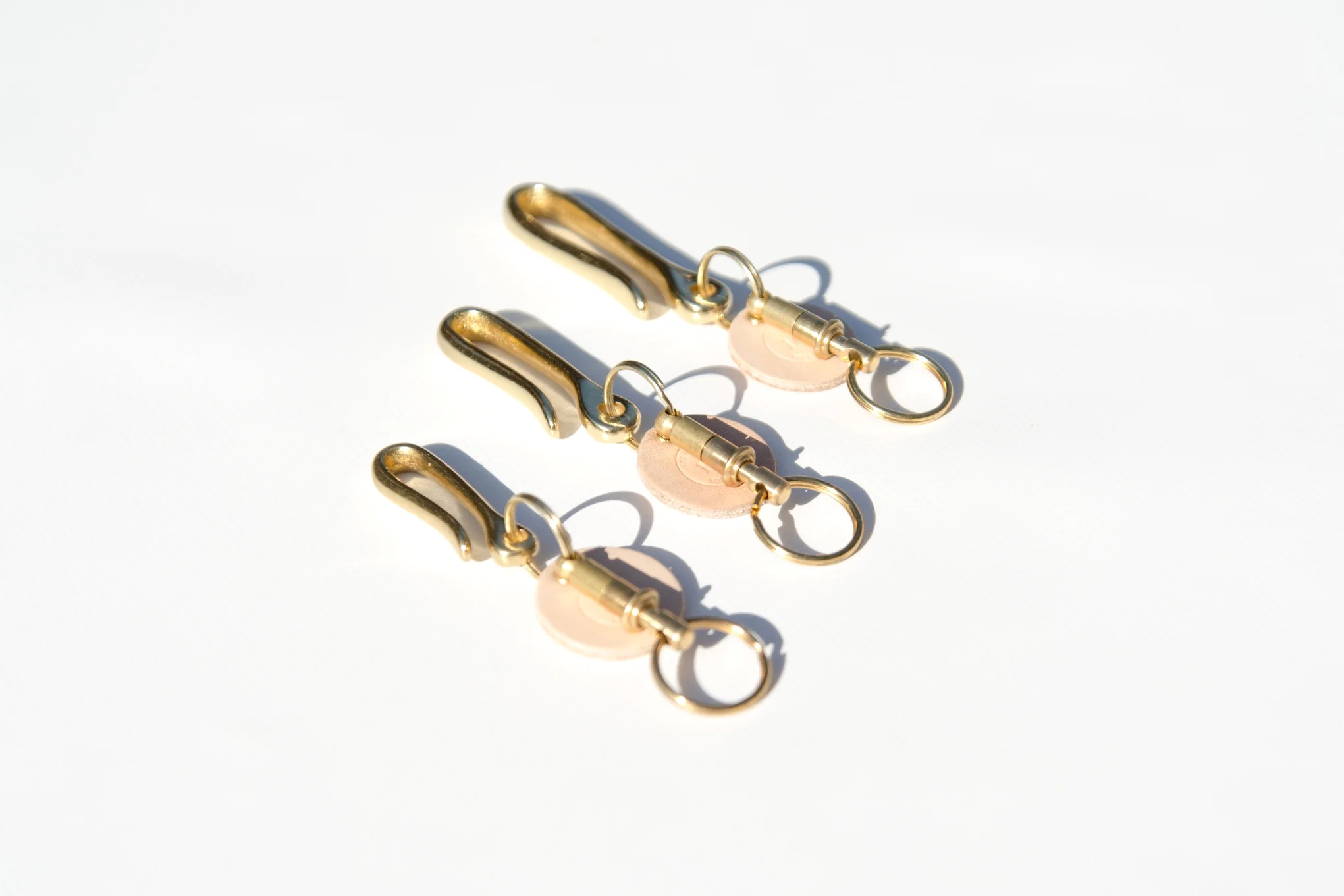 Solid Brass Quick Release Key Hook with Leather Tag — 1.61 Soft Goods